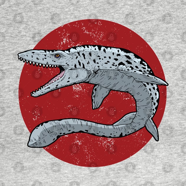 Mosasaurus on Red Circle by danchampagne